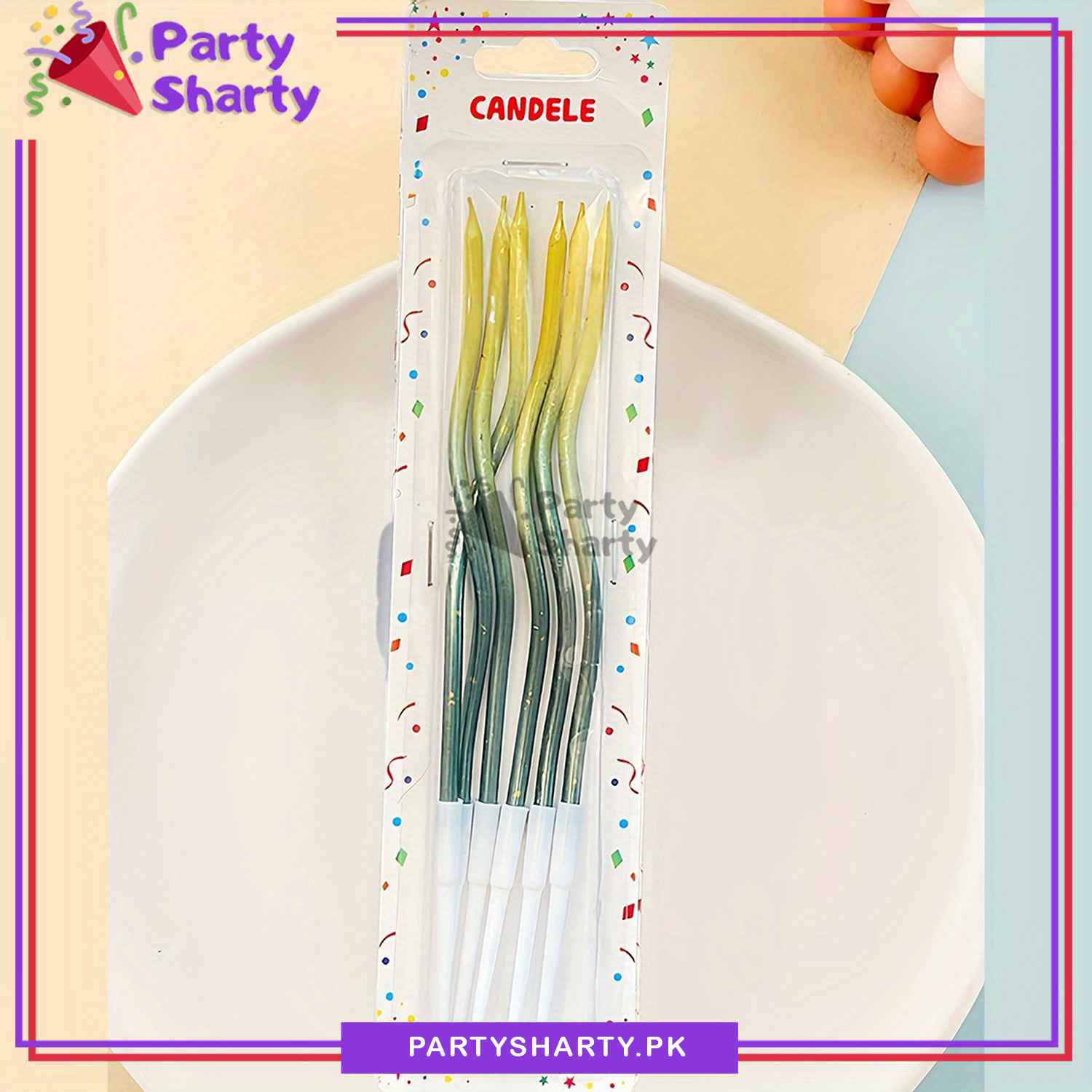 6pcs, Golden Point Splashing Ink Two-color Gradient Curved Birthday Cake Decoration Candles For Birthday, Wedding, Anniversary and Event Decoration - Image 6