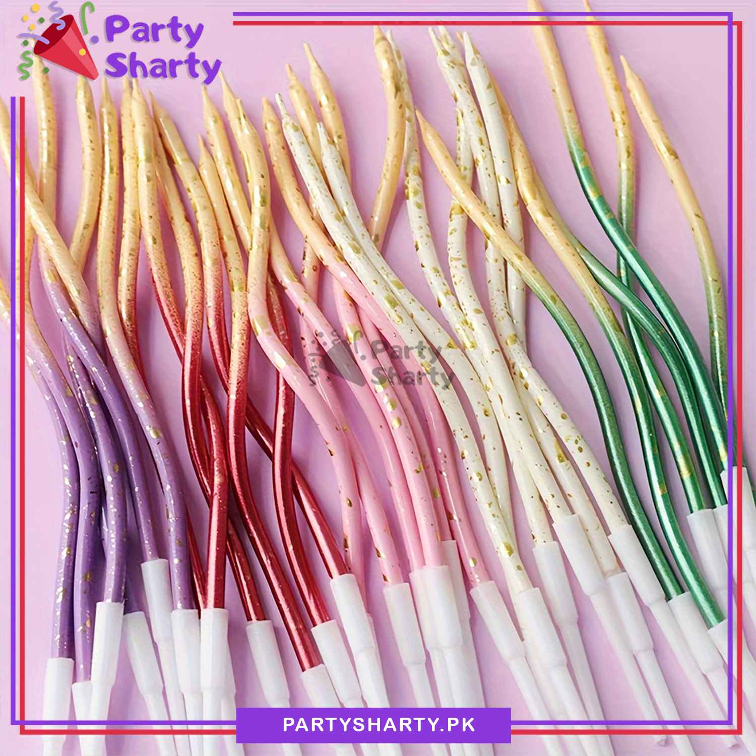 6pcs, Golden Point Splashing Ink Two-color Gradient Curved Birthday Cake Decoration Candles For Birthday, Wedding, Anniversary and Event Decoration - Image 3
