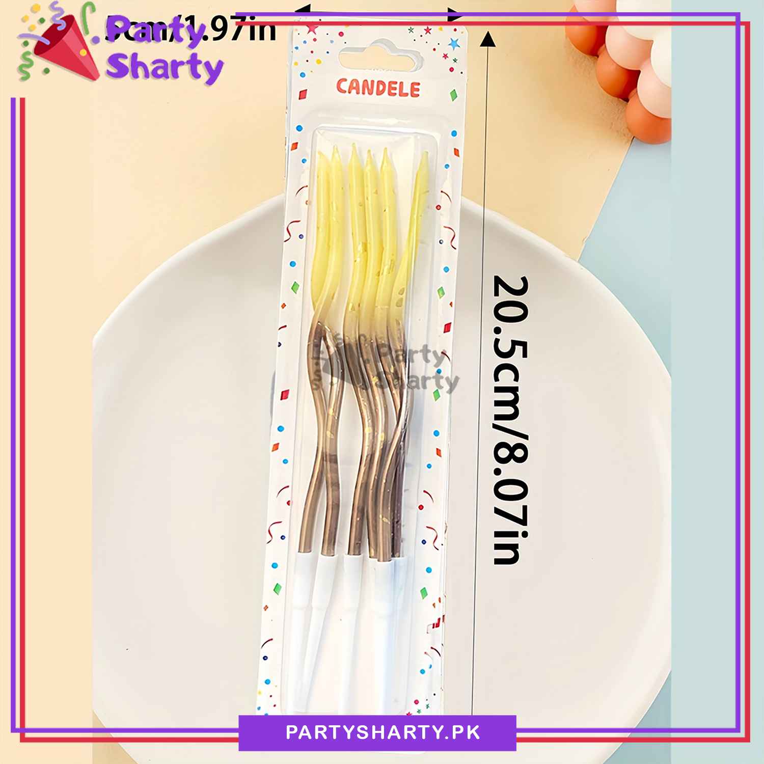 6pcs, Golden Point Splashing Ink Two-color Gradient Curved Birthday Cake Decoration Candles For Birthday, Wedding, Anniversary and Event Decoration - Image 13