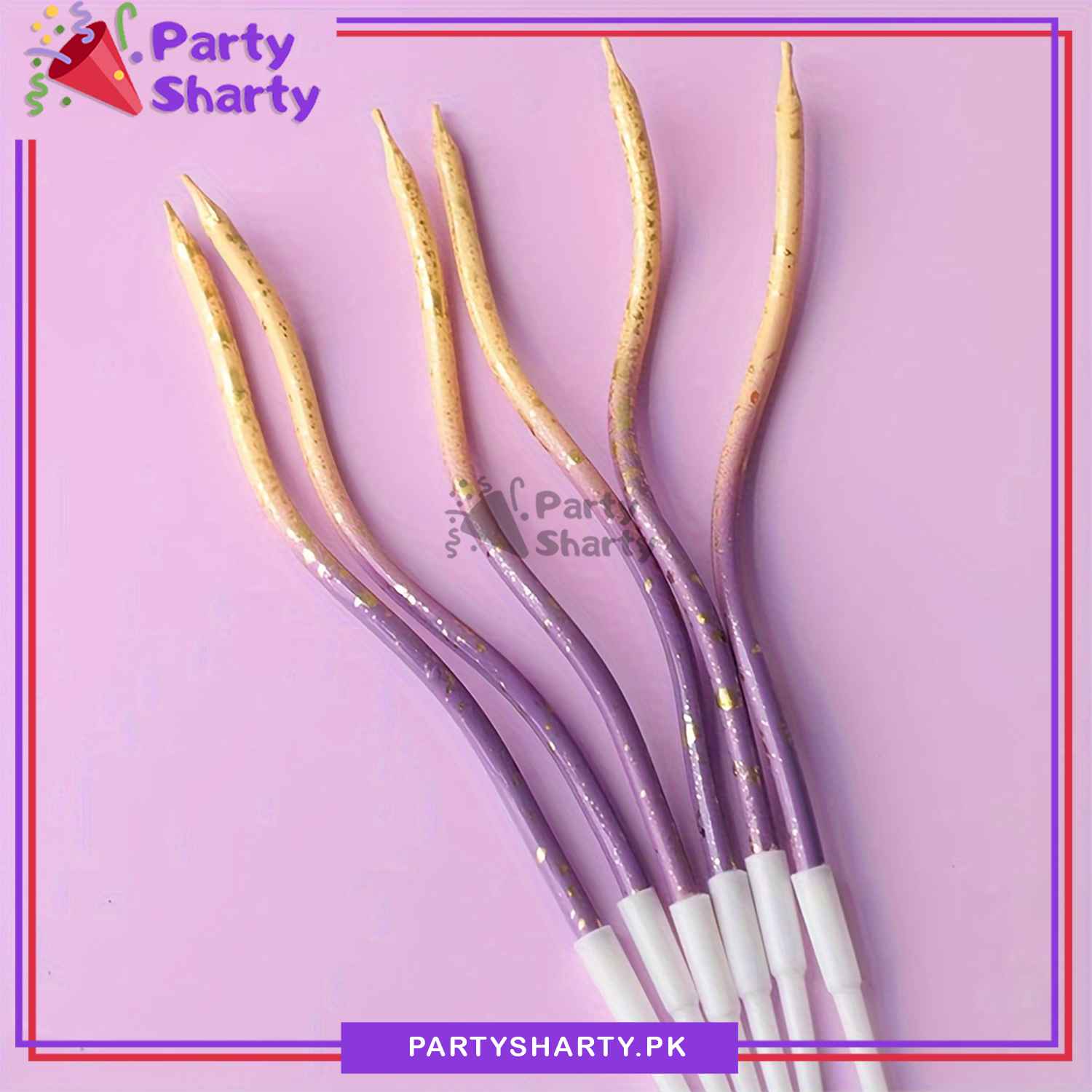 6pcs, Golden Point Splashing Ink Two-color Gradient Curved Birthday Cake Decoration Candles For Birthday, Wedding, Anniversary and Event Decoration - Image 2
