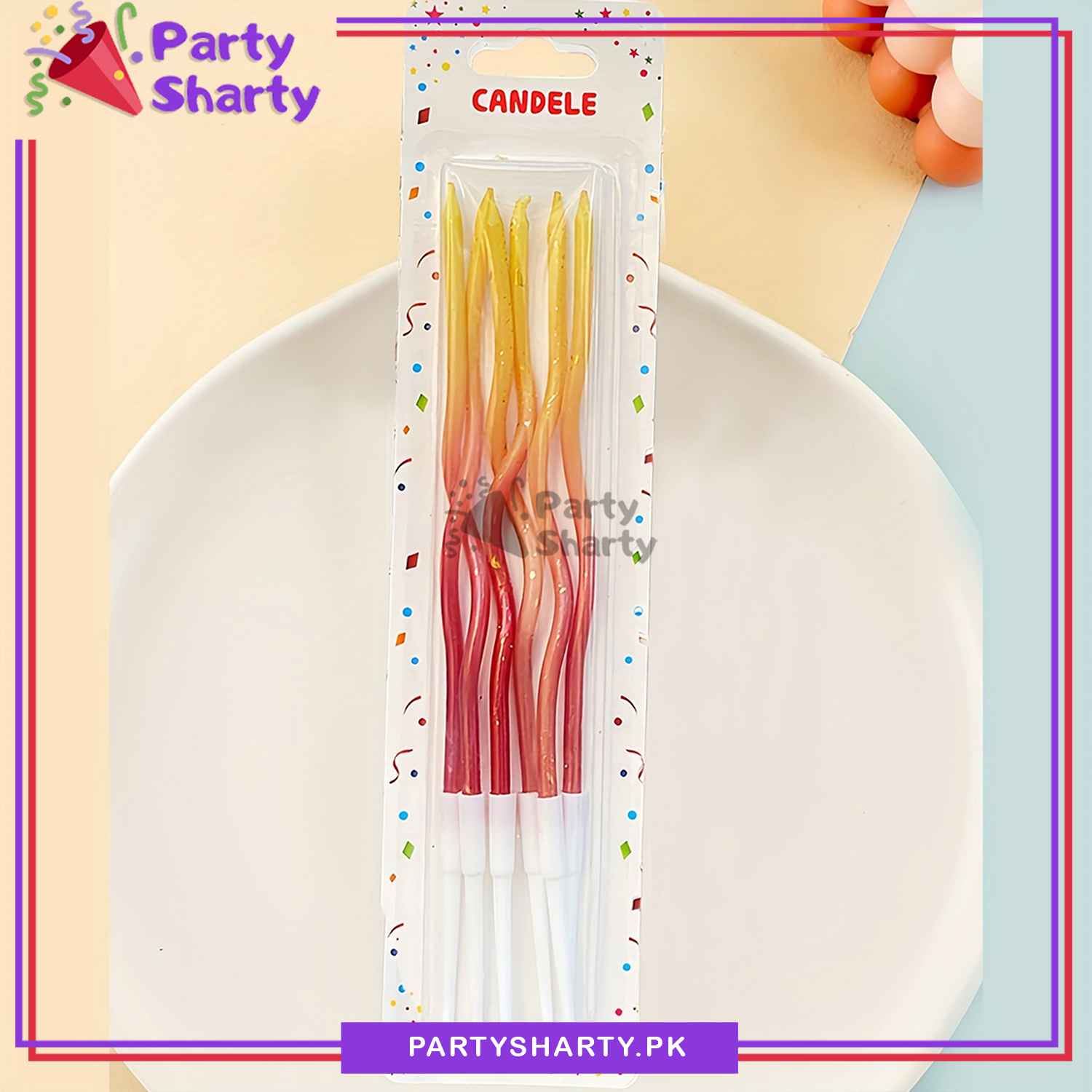 6pcs, Golden Point Splashing Ink Two-color Gradient Curved Birthday Cake Decoration Candles For Birthday, Wedding, Anniversary and Event Decoration - Image 8
