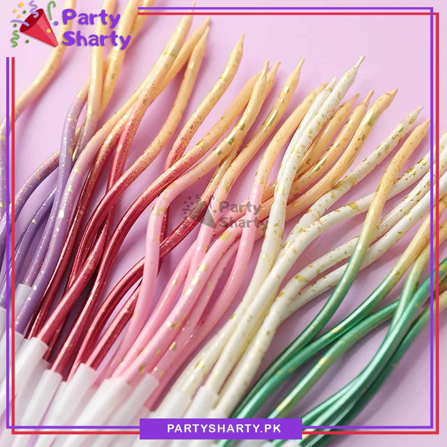 6pcs, Golden Point Splashing Ink Two-color Gradient Curved Birthday Cake Decoration Candles For Birthday, Wedding, Anniversary and Event Decoration - Image 4