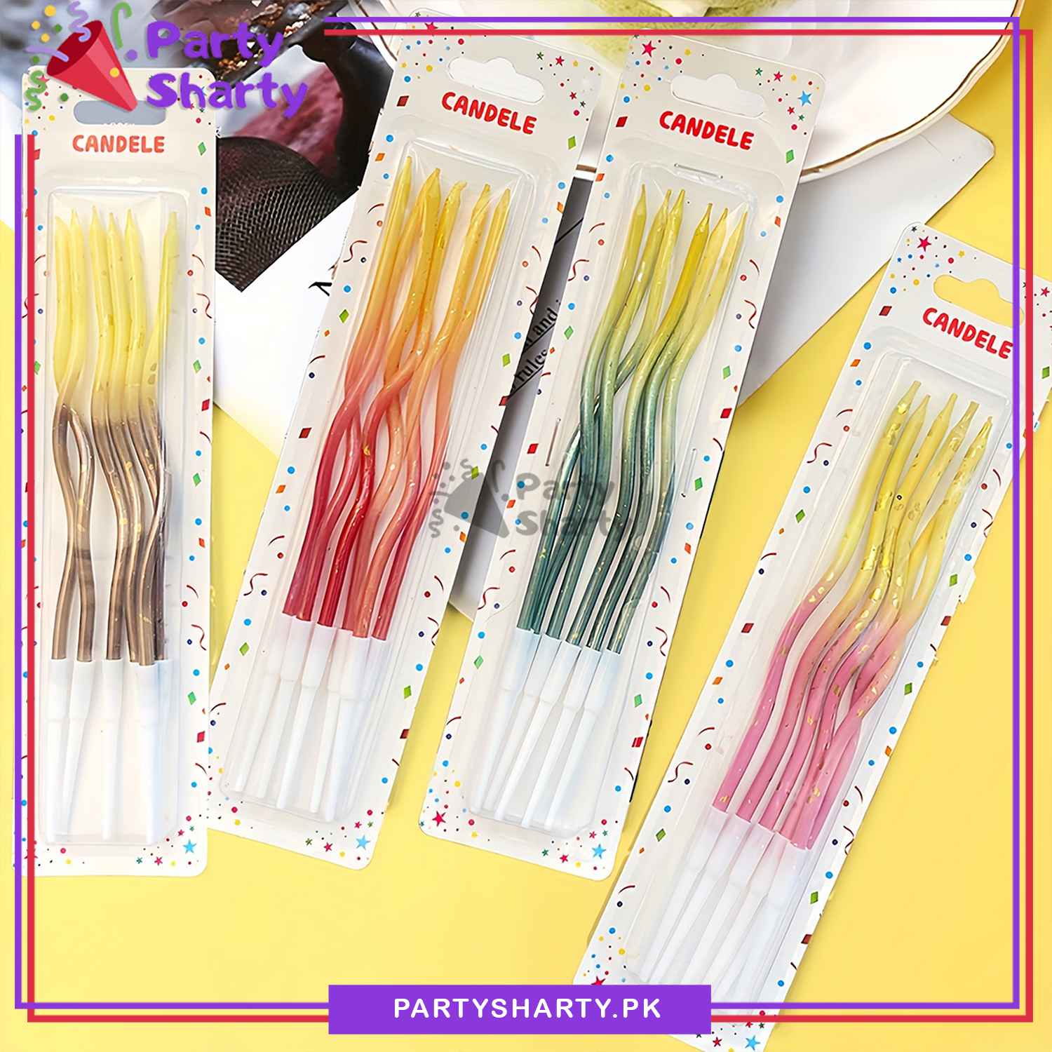 6pcs, Golden Point Splashing Ink Two-color Gradient Curved Birthday Cake Decoration Candles For Birthday, Wedding, Anniversary and Event Decoration - Image 7