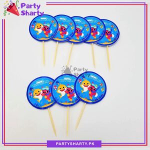 Baby Shark Cup Cake Topper For Baby Shark Birthday Theme Party and Decoration