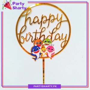 Baby Shark Happy Birthday Acrylic Cake Topper For Baby Shark Theme Birthday Party and Decoration