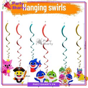 Baby Shark Theme Swirls (Pack of 6) For Birthday Party and Decoration