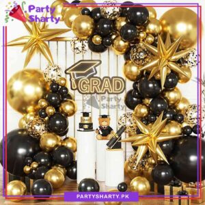 100pcs Black & Metallic Golden Balloons With Explosion Stars Foil Balloon Garland Kit for Party Decorations
