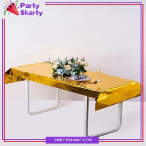 Metallic Plain Color Plastic Table Cover (137 x 183 cm) For Party Decoration and Celebration