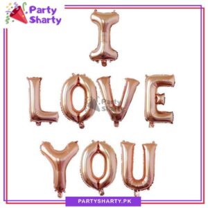 I Love You Letter Foil Banner for Anniversary, Engagement, Wedding Event Decoration