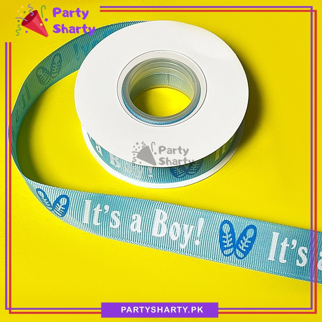 Imported It's a Boy Printed Lining Texture Light Blue Ribbons For Welcome Baby Gift Packing