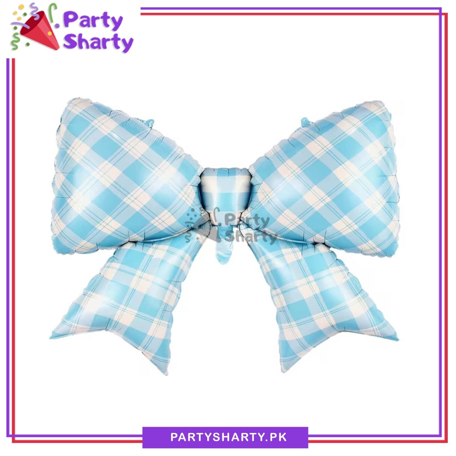 74x98cms Gingham Bow Foil Balloon For Party Decorations & Celebrations