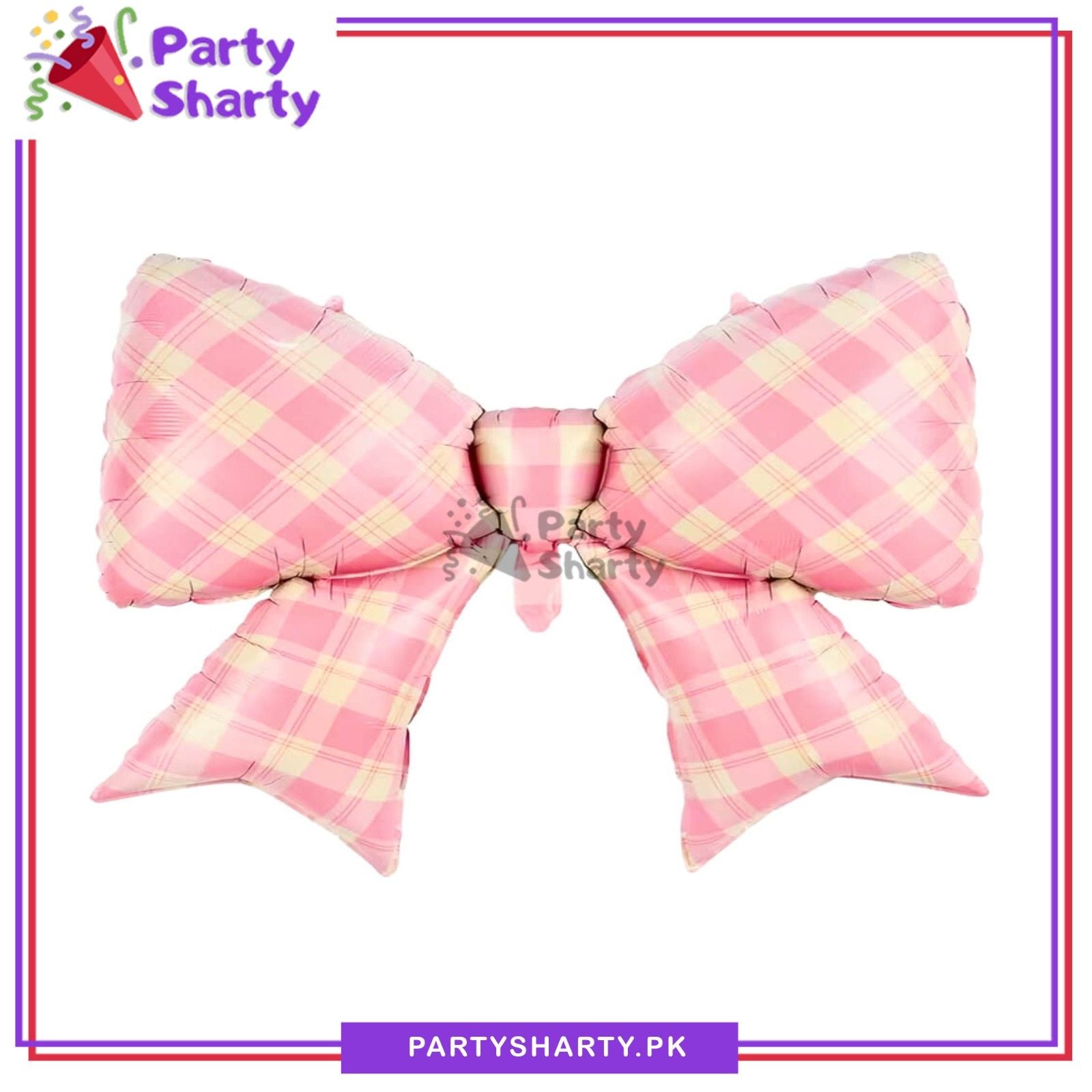 74x98cms Gingham Bow Foil Balloon For Party Decorations & Celebrations - Image 2