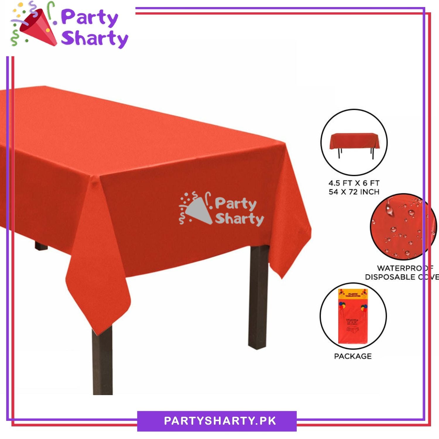 Plain Color Plastic Table Cover (137 x 183 cm) For Party Decoration and Celebration - Image 5