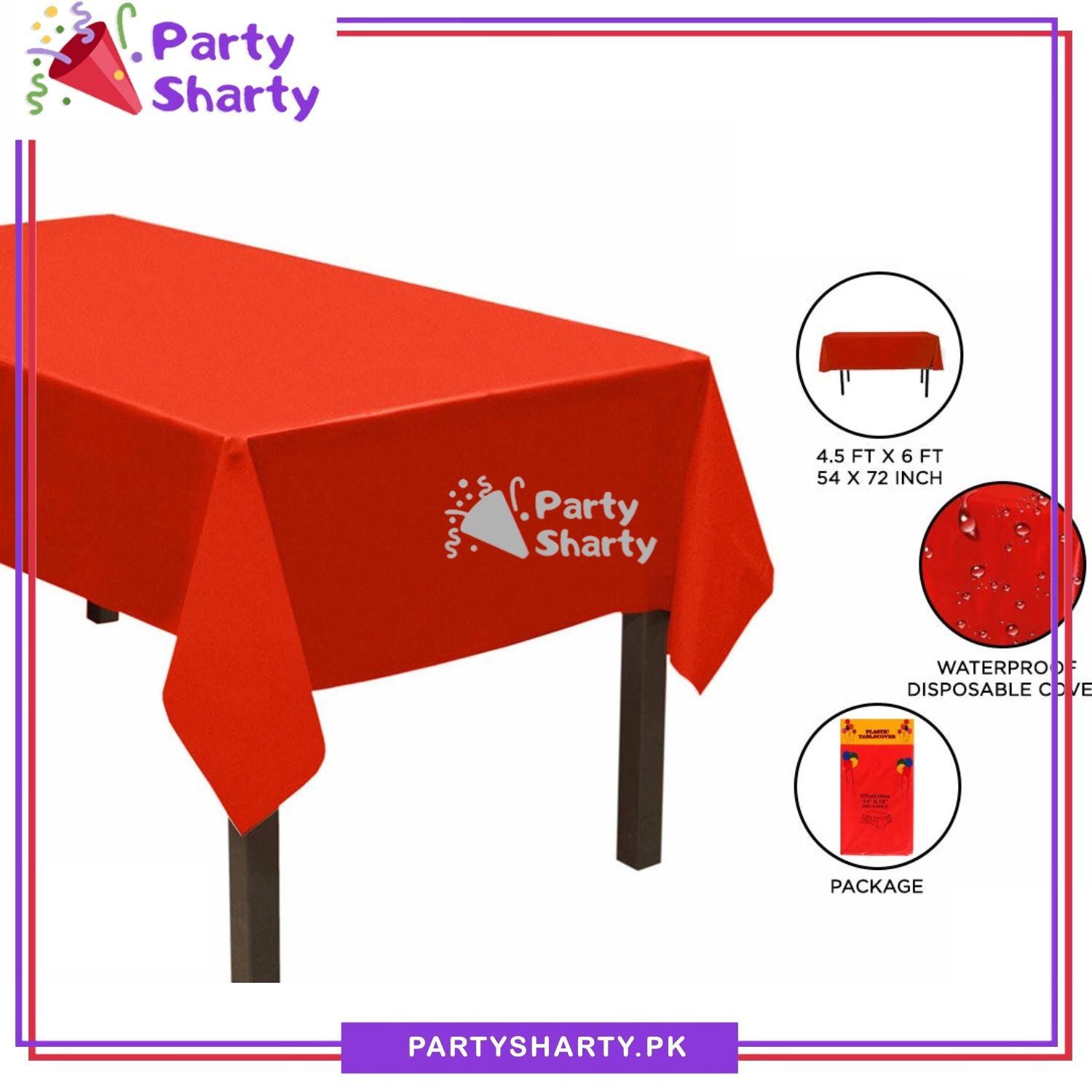Plain Color Plastic Table Cover (137 x 183 cm) For Party Decoration and Celebration - Image 10