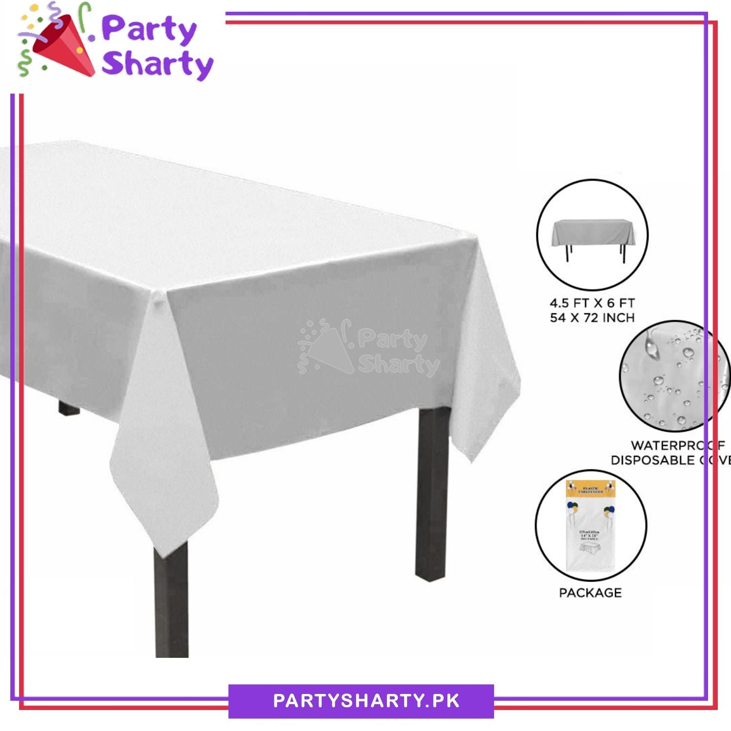 Plain Color Plastic Table Cover (137 x 183 cm) For Party Decoration and Celebration - Image 2