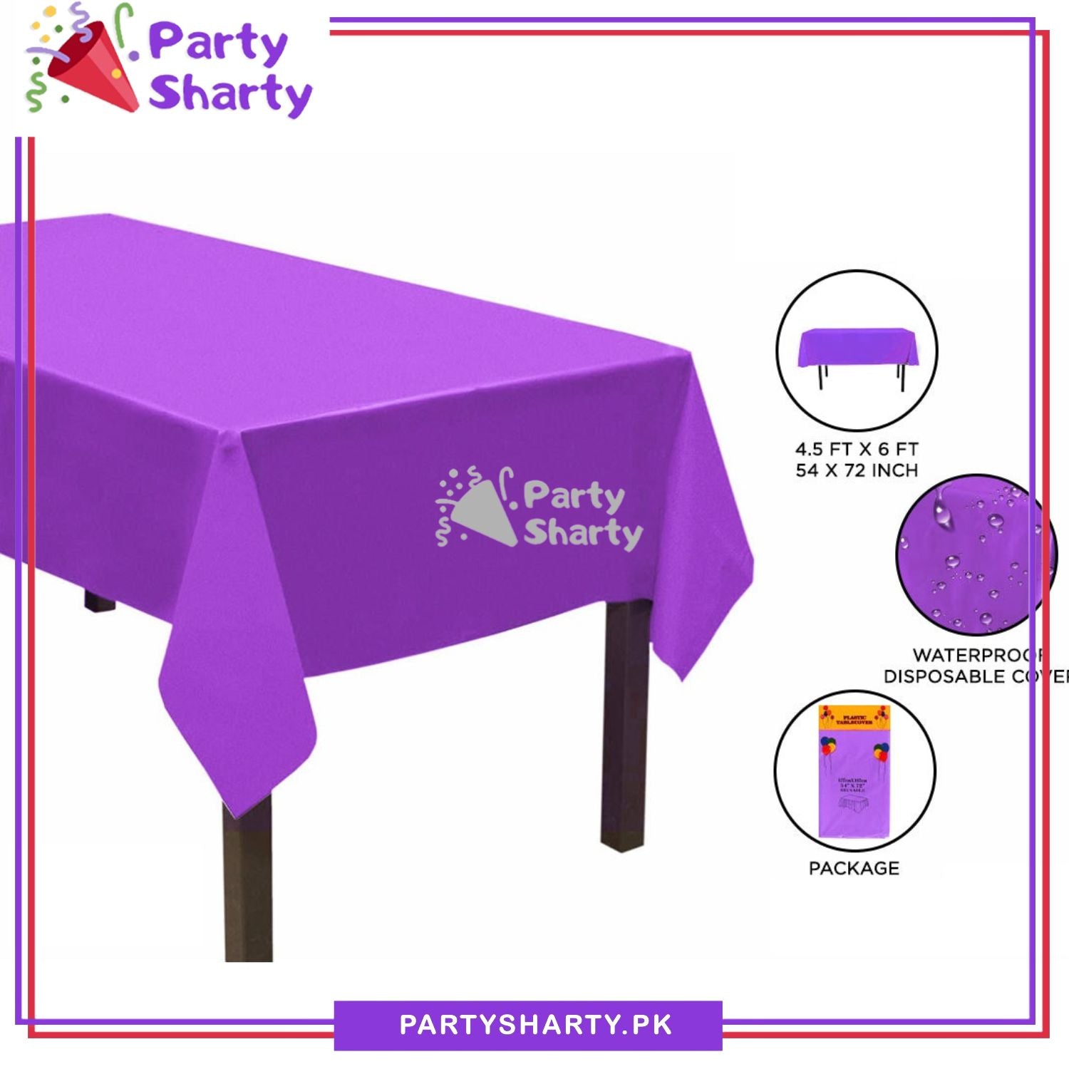 Plain Color Plastic Table Cover (137 x 183 cm) For Party Decoration and Celebration - Image 14