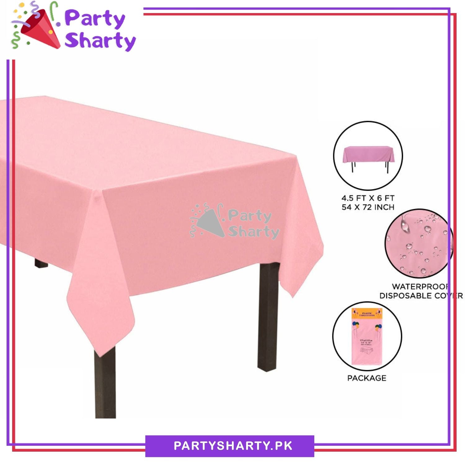 Plain Color Plastic Table Cover (137 x 183 cm) For Party Decoration and Celebration - Image 18