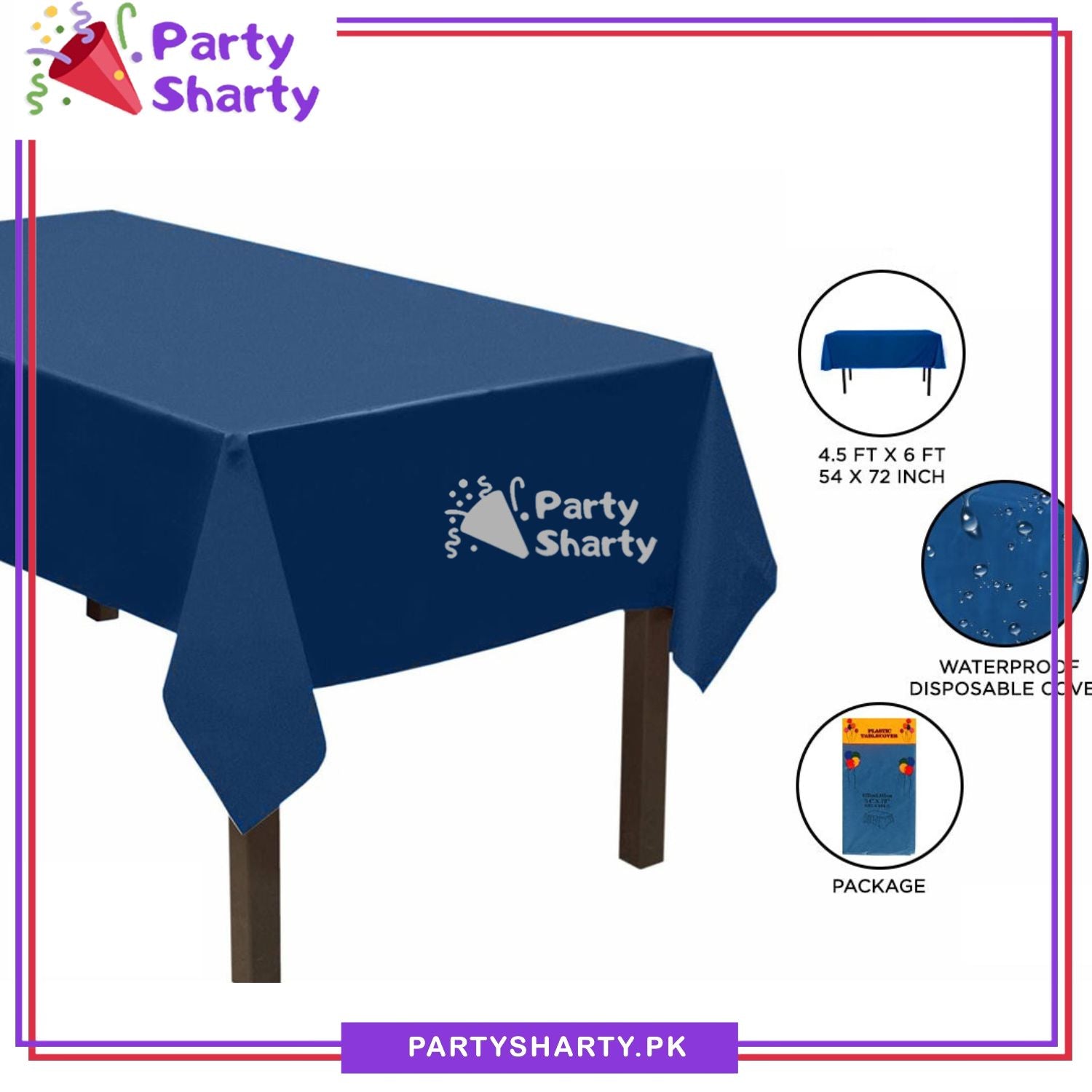 Plain Color Plastic Table Cover (137 x 183 cm) For Party Decoration and Celebration - Image 19