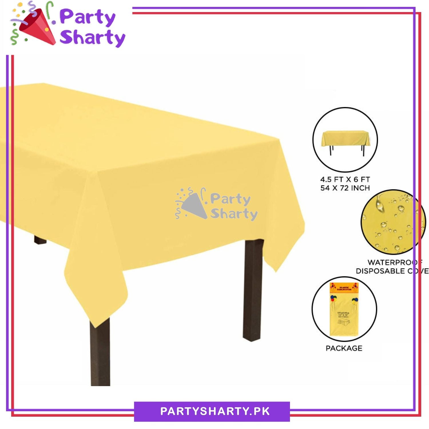 Plain Color Plastic Table Cover (137 x 183 cm) For Party Decoration and Celebration - Image 3