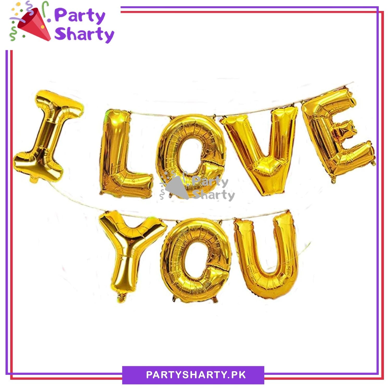 I Love You Letter Foil Banner for Anniversary, Engagement, Wedding Event Decoration - Image 4